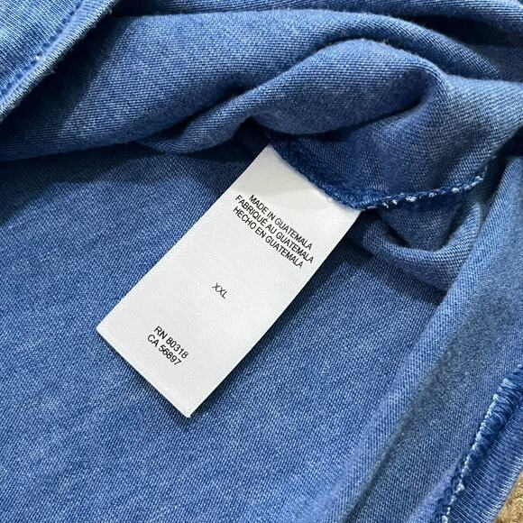 Lucky Brand Venice Burnout Mens V Neck T Shirt Blue Size 2XL - Picture 3 of 5